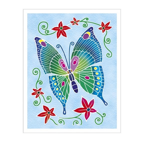Акварельная раскраска - Бабочки, мини  